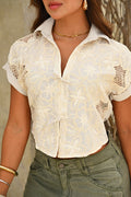 Blusa Corta Manga Corta DF01976 para mujer dyaboo camel