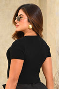 Blusa Corta Manga Corta TF01935 para mujer dyaboo negro