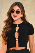 Blusa Corta Manga Corta TF01935 para mujer dyaboo negro