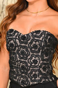 Blusa Corta Strapless DF01937 para mujer dyaboo negro