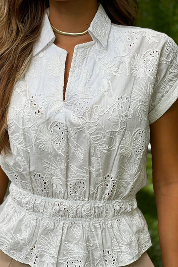 Camisera bordada DF02392 para mujer dyaboo- blanco/crudo