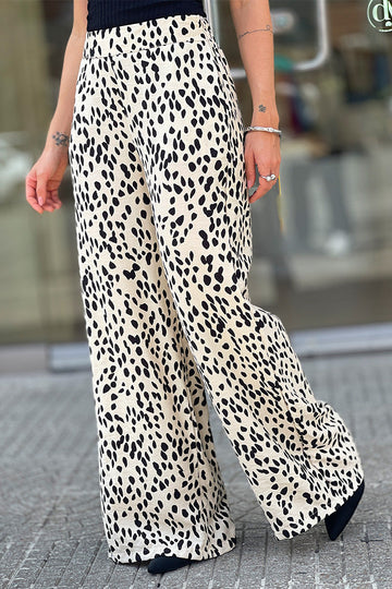 Pantalon ancho Recto estampadopara mujer dyaboo DF06102 blanco negro
