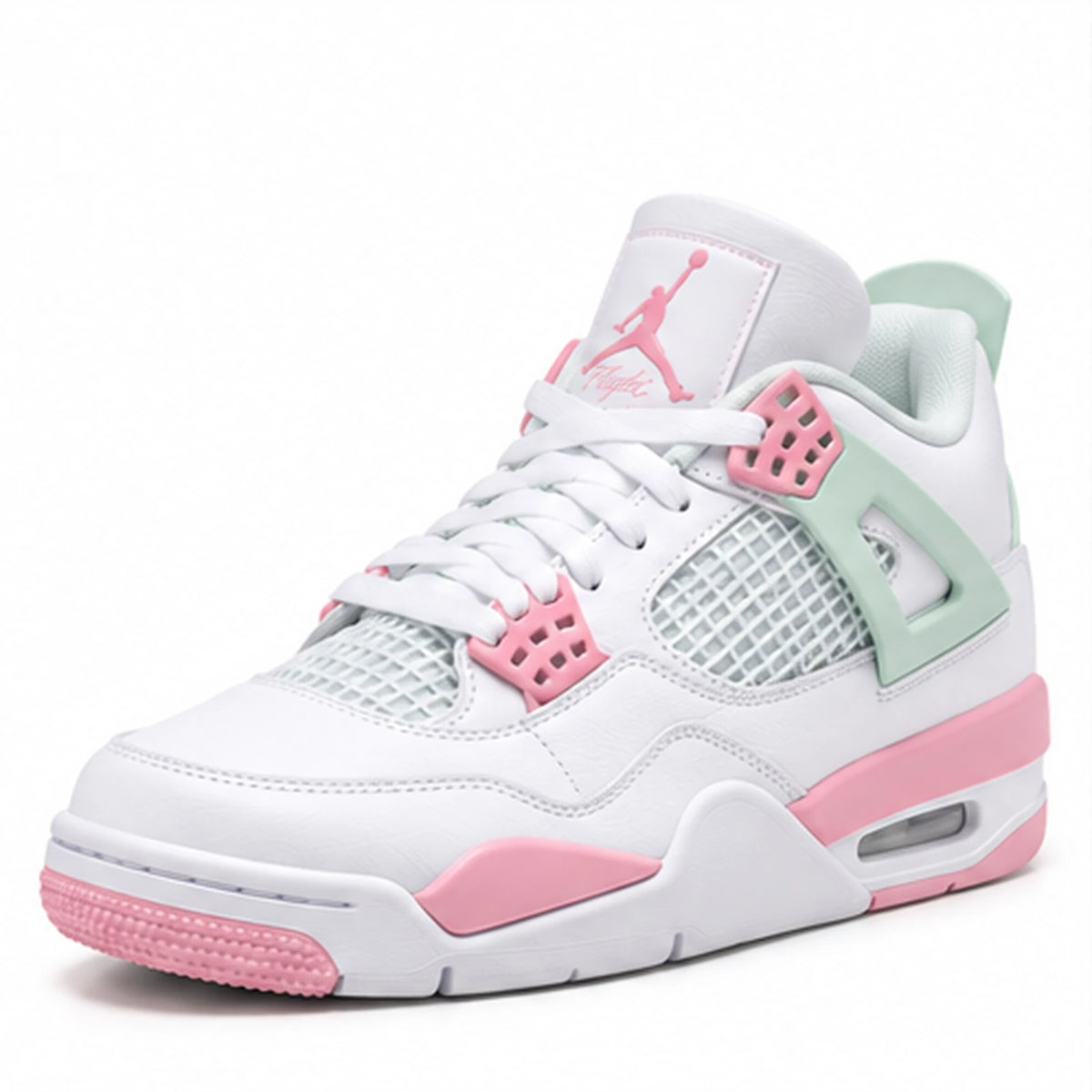Tenis 1026-027 blanco verde menta y rosado, vista tres cuartos