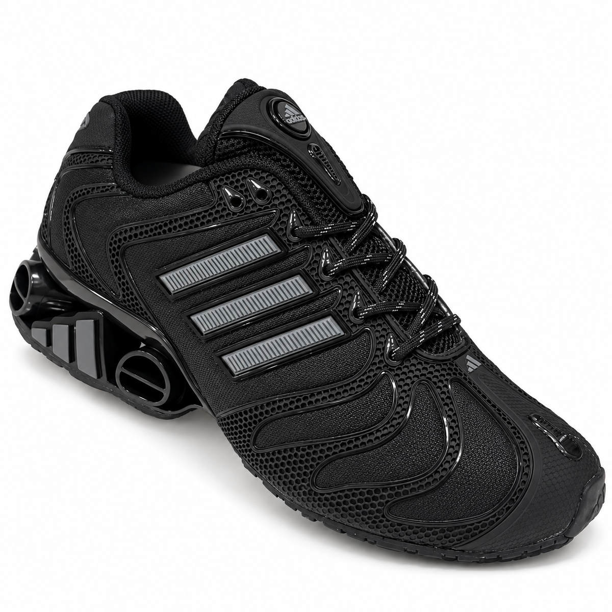 1026-H133 ADIDAS NEGRO X GRIS — vista individual evidenciada en JU-O007, fondo blanco