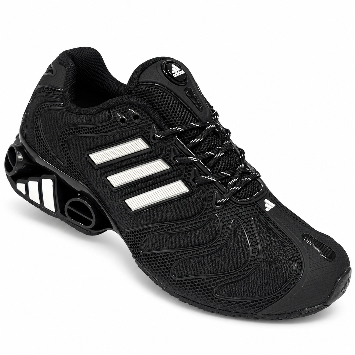 1026-H133 ADIDAS NEGRO X BLANCO — vista individual evidenciada en JU-O010, fondo blanco