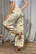 Pantalón DF06108 Pantalón recto silueta amplia para mujer. Elaborado en chalís. dyaboo camel