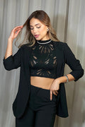 Blazer 5190007 para mujer elaborado en poliéster con manga 3/4 con recogido de manga dyaboo color negro 2