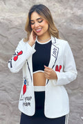 Blazer DF16025 estampado corazones para mujer dyaboo blanco