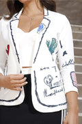 Blazer Estampado manga 3/4 DF16017 elaborado en poliester para mujer dyaboo blanco