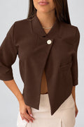 Blazer Manga 3/4 DF16035 para mujer dyaboo cafe oscuro