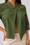 Blazer Manga 3/4 DF16035 para mujer dyaboo verde musgo
