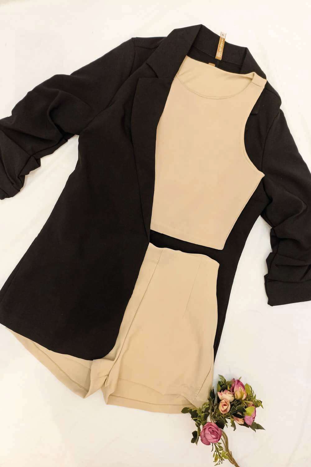 Blazer Manga 3/4 largo para mujer dyaboo 5190007 negro
