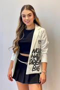Blazer Manga Larga Estampado para mujer dyaboo crudo blanco DF16020