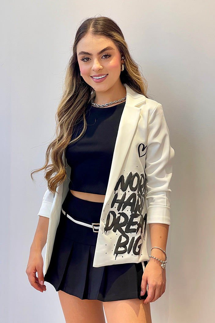 Blazer Manga Larga Estampado para mujer dyaboo crudo blanco DF16020
