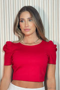 Blusa Corta 5240024 Blusa para mujer corta silueta ajustada, elaborada en tela viscosa dyaboo rojo 001
