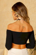 Blusa Corta DF01418 con cierre delantero para mujer dyaboo negro 1