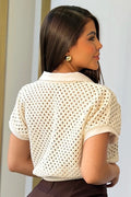 Blusa Corta Manga Corta DF02745 Para mujer dyaboo beige