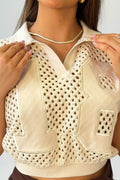 Blusa Corta Manga Corta DF02745 Para mujer dyaboo beige