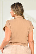 Blusa Corta Manga Corta Plus DP01030 Para mujer dyaboo beige