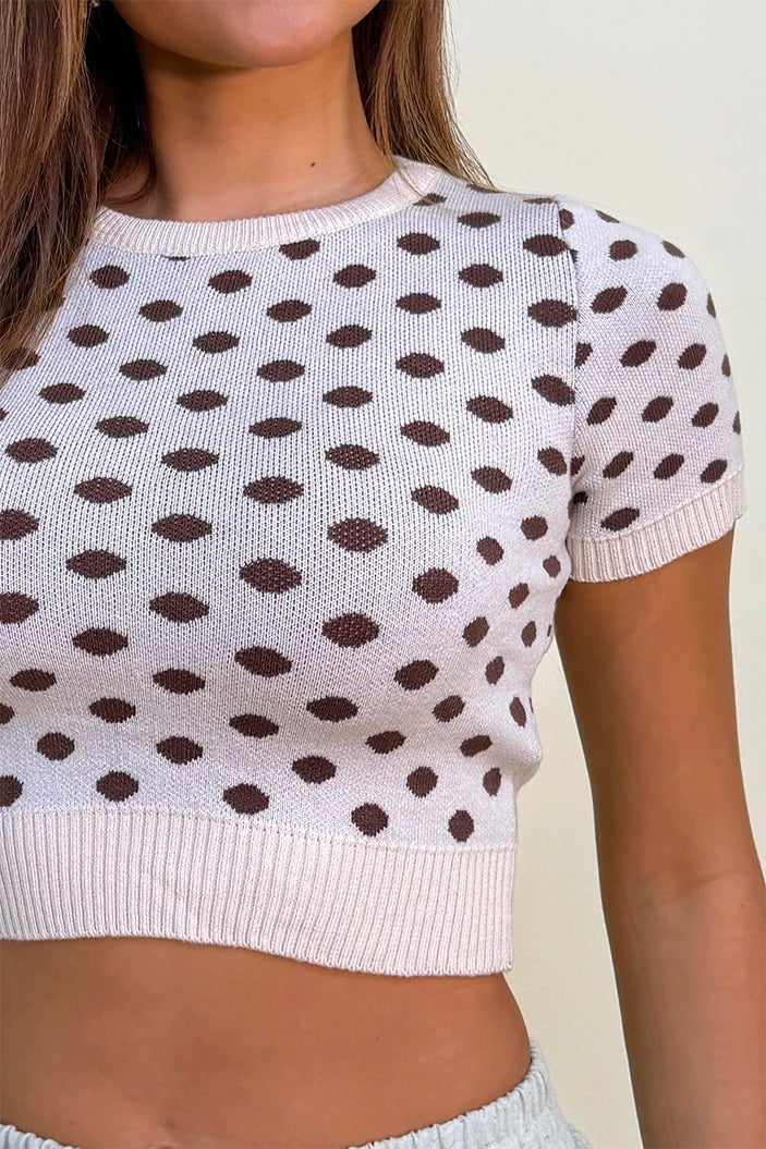 Blusa Corta Manga Corta TF01A60 para mujer dyaboo beige