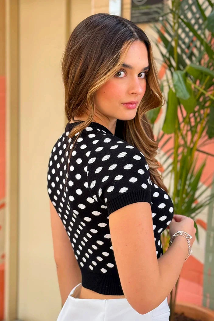 Blusa Corta Manga Corta TF01A60 para mujer dyaboo negro