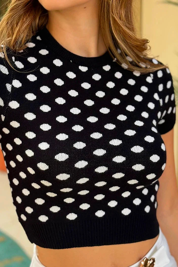 Blusa Corta Manga Corta TF01A60 para mujer dyaboo negro