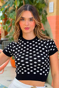 Blusa Corta Manga Corta TF01A60 para mujer dyaboo negro