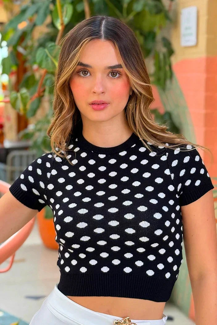 Blusa Corta Manga Corta TF01A60 para mujer dyaboo negro