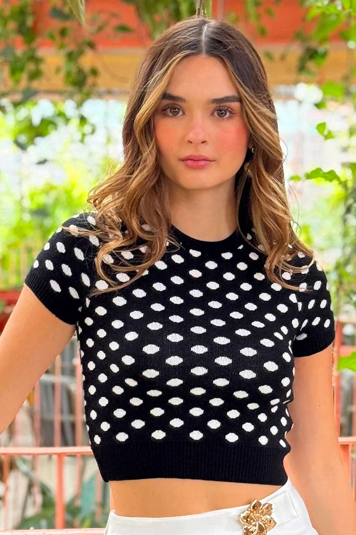 Blusa Corta Manga Corta TF01A60 para mujer dyaboo negro