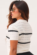 Blusa Corta Manga Corta TF01A87 para mujer dyaboo crudo/blanco