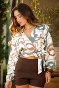 Blusa Corta Manga Larga DF01101 para mujer dyaboo camel