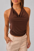 Blusa Corta Sisa DF01C18 para mujer dyaboo café