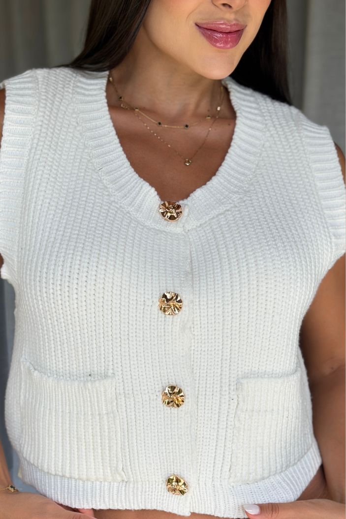 Blusa Corta Sisa TF01113 tejido para mujer dyaboo marfil