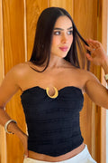 Blusa Corta Straple DF01992 para mujer dyaboo negro