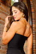 Blusa Corta Strapless DF01991 para mujer dyaboo negro