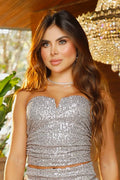 Blusa Corta Strapless DF01A04 para mujer dyaboo gris