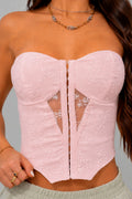 Blusa Corta Strapless DF01B13 para mujer dyaboo rosado