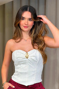Blusa Corta Strapless DF01B40 Para mujer dyaboo crudo/blanco