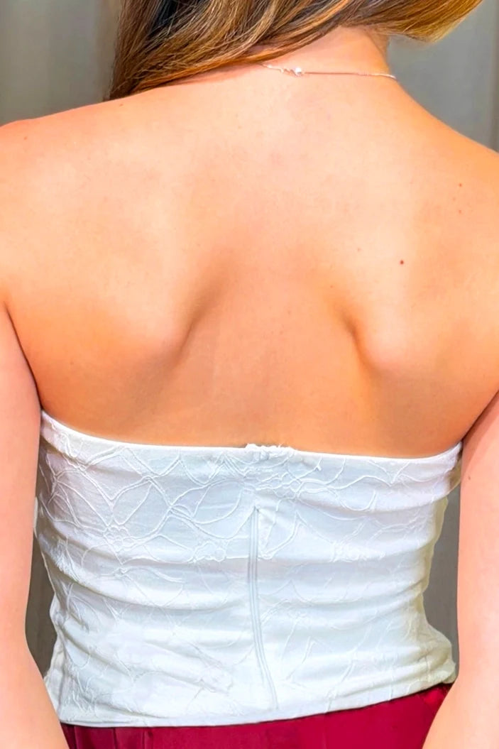 Blusa Corta Strapless DF01B40 Para mujer dyaboo crudo/blanco