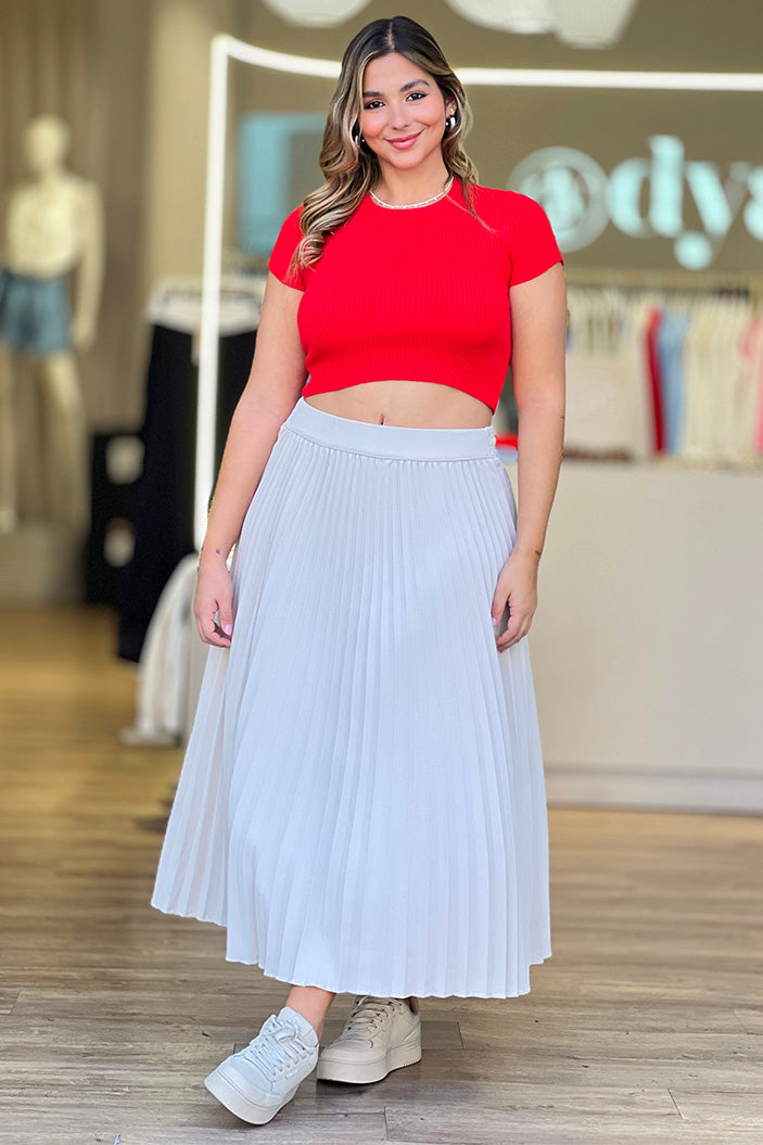 Blusa Corta Tejida 7932 para mujer rojo dyaboo