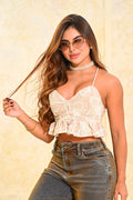 Blusa Corta Tiras DF01903 Para mujer dyaboo camel