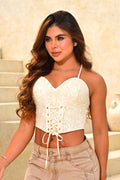 Blusa Corta Tiras DF01964 Para mujer dyaboo beige