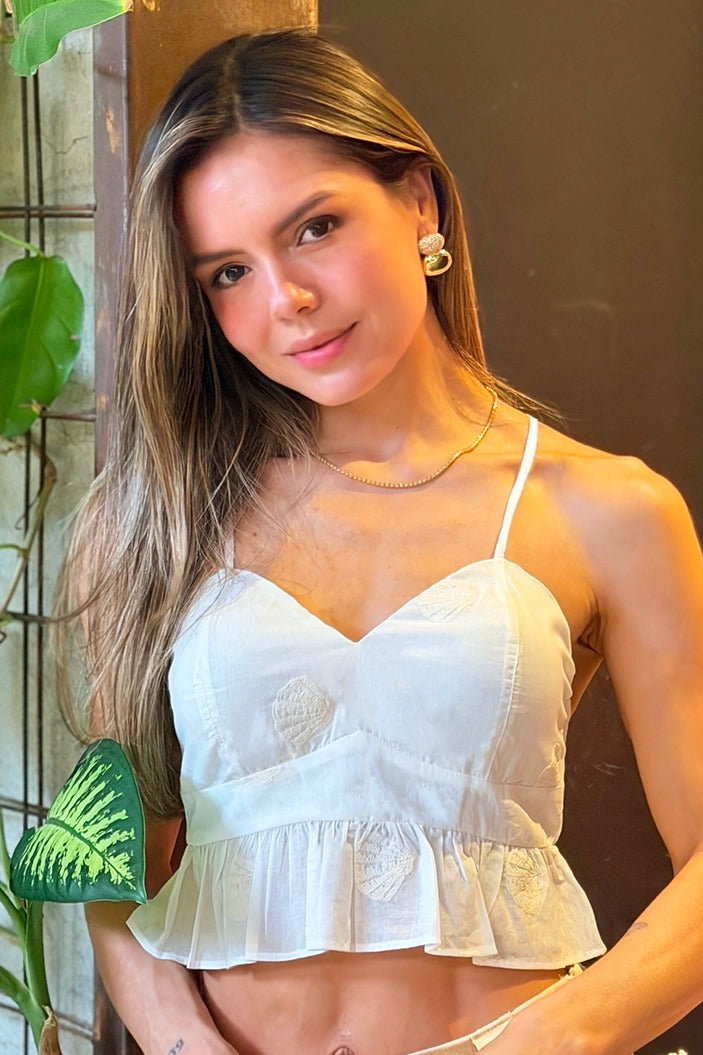 Blusa Corta Tiras DF01A85 para mujer dyaboo crudo/blanco