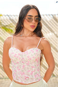 Blusa Corta Tiras DF01B16 para mujer dyaboo bordado mujer rosado