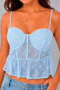Blusa Corta Tiras DF01B65 para mujer azul dyaboo