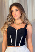 Blusa Corta manga sisa para mujer dyaboo DF01645 negra