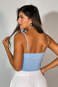 Blusa Corta para mujer dyaboo DF01287 azul celeste cielo