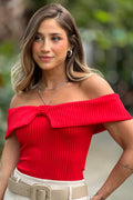 Blusa Cuello Bandeja DF02264  elaborada en tela viscosa para mujer dyaboo rojo 1
