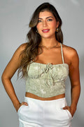 Blusa DF01509 con estampado grabado para mujer dyaboo verde