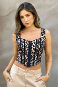 Blusa DF01598 estampado animal print para mujer dyaboo beige